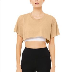 Alo Tan Cropped T-Shirt - Size Small